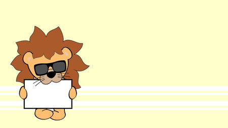 chibi lion kid cartoon holding billboard background. illustration in vector formatのイラスト素材