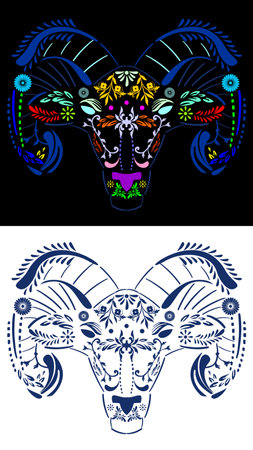 ram mexican talavera puebla art illustration set pack collection in vector formatのイラスト素材