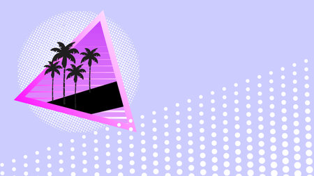 Summer background with palm trees and geometric shapes. Vector Illustration.