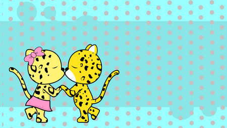 love kissing leopard couple valentine background in vector formatのイラスト素材