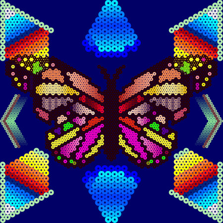 huichol mexican art butterfly background in vector formatのイラスト素材