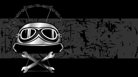 biker helmet crest insignia tattoo background in vector formatのイラスト素材
