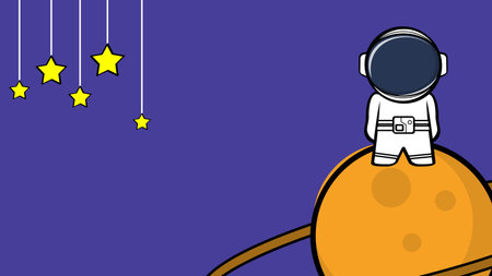 standing astronaut kid cartoon background in vector formatのイラスト素材