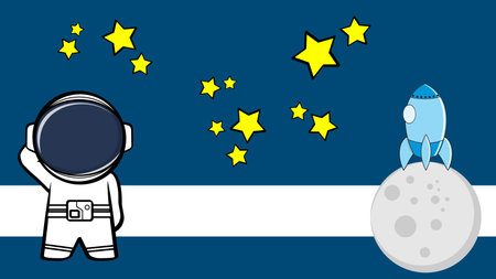 standing astronaut kid cartoon background in vector formatのイラスト素材