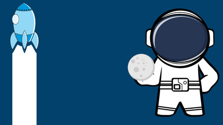standing astronaut kid cartoon background in vector formatのイラスト素材