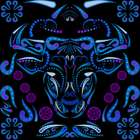 mexican talavera bull design puebla art illustration in vector formatのイラスト素材