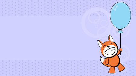 happy fox kawaii cartoon billboard background illustration in vector formatのイラスト素材