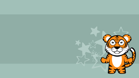 funny chibi tiger kid character cartoon background poster illustration in vector formatのイラスト素材