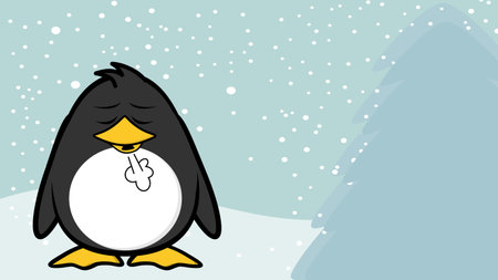 xmas penguin character cartoon christmas background postal illustration in vector formatのイラスト素材