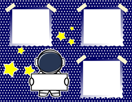 billboard space man character cartoon picture frame background illustration in vector formatのイラスト素材