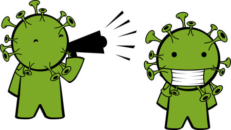 mask coronavirus character cartoon expressions pack colletion illustration in vector formatのイラスト素材