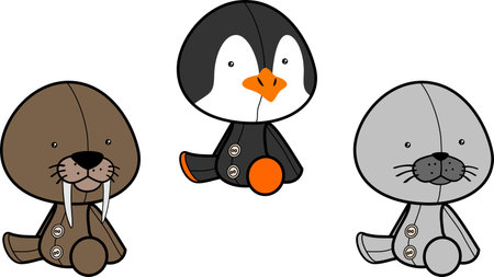 sitting cute toy animals pack collection in vector formatのイラスト素材