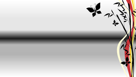 asian butterfly and bamboo background postcard illustration in vector formatのイラスト素材