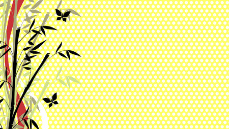 asian butterfly and bamboo background banner illustration in vector formatのイラスト素材