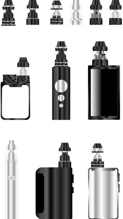 vaporizer vapes metallic realistic mockups pack illustration in vector formatのイラスト素材