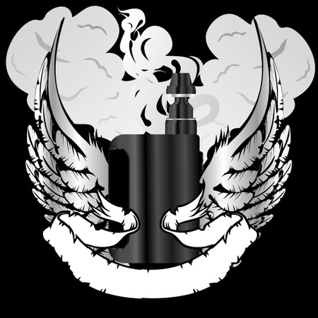 vape winged tattoo logo illustration in vector formatのイラスト素材
