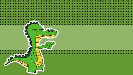 grumpy crocodile character cartoon sticker background illustration in vector formatのイラスト素材
