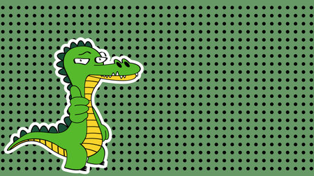 flirty crocodile character cartoon sticker background illustration in vector formatのイラスト素材