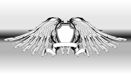 winged crest coat of arms background in vector formatのイラスト素材