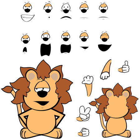 lion cartoon expressions pack collection in vector formatのイラスト素材