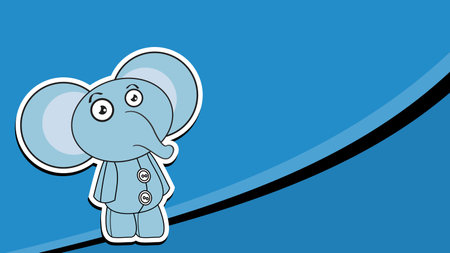 standing elephant plush toy sticker cartoon background in vector formatのイラスト素材