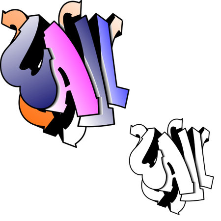 graffiti colorful text illustration in vector formatのイラスト素材