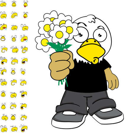 love eagle young kid character cartoon expressions set pack in vector formatのイラスト素材