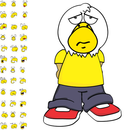 little eagle young kid character cartoon expressions set pack in vector formatのイラスト素材