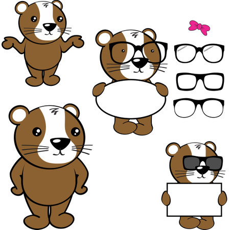 chibi hamster kid cartoon billboard and glasses pack illustration in vector formatのイラスト素材