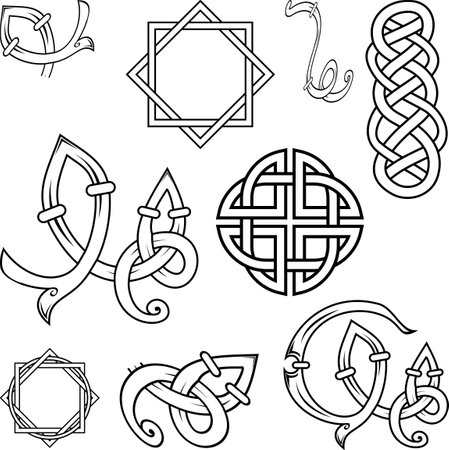 isolated celtic icons set pack tattoo collection in vector formatのイラスト素材