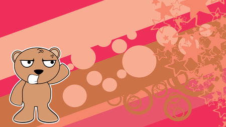 cute grumpy teddy bear character cartoon background in vector formatのイラスト素材