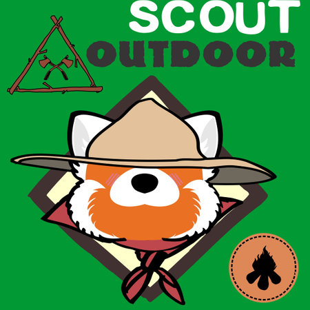 red panda cartoon scout uniform badge pack collection illustration in vector formatのイラスト素材