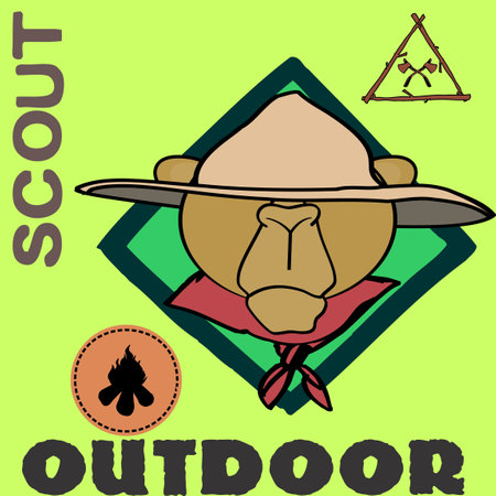 camel cartoon scout uniform badge pack collection illustration in vector formatのイラスト素材