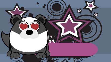 heart eyes badger ball style character cardboard background illustration in vector formatのイラスト素材