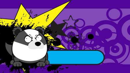 angry badger ball style character cardboard background illustration in vector formatのイラスト素材