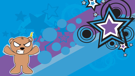angry brown teddy bear character cartoon background in vector formatのイラスト素材