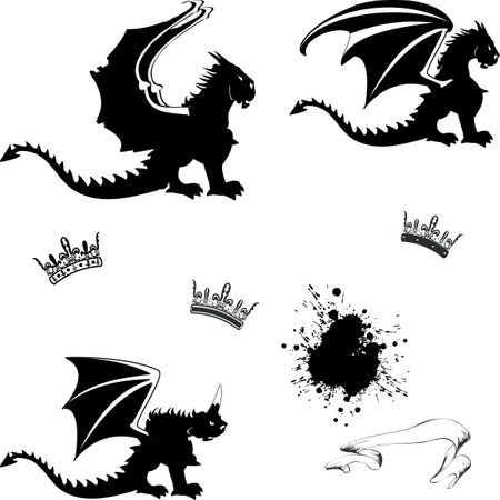 heraldic gargoyle pack collection in vector formatのイラスト素材