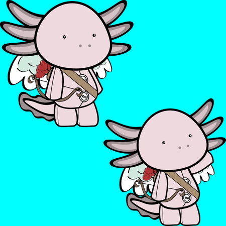 cute chibi angel axolotl character kid cartoon pack collection in vector formatのイラスト素材