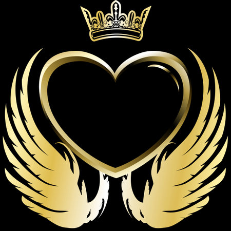 golden heart ring emblem tattoo sticker in vector formatのイラスト素材