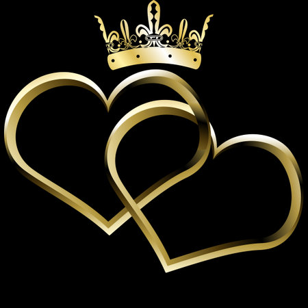 golden heart ring emblem tattoo sticker in vector formatのイラスト素材