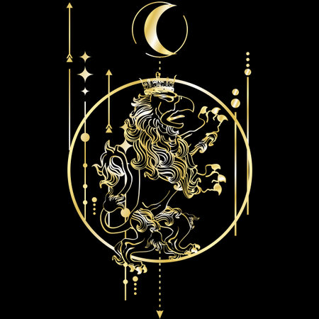 luxury griffin heraldic crest golden tattoo emblem in vector formatのイラスト素材