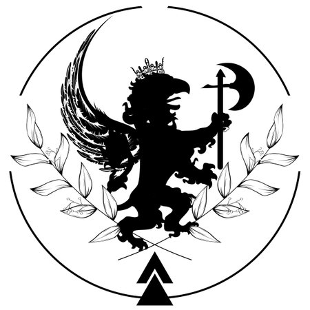 flowers griffin heraldic crest tattoo emblem coat of arms in vector formatのイラスト素材