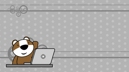 little hamster kid character cartoon computer learning backgroundのイラスト素材