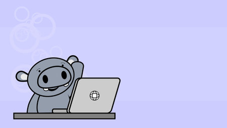 little hippo kid character cartoon computer learning background