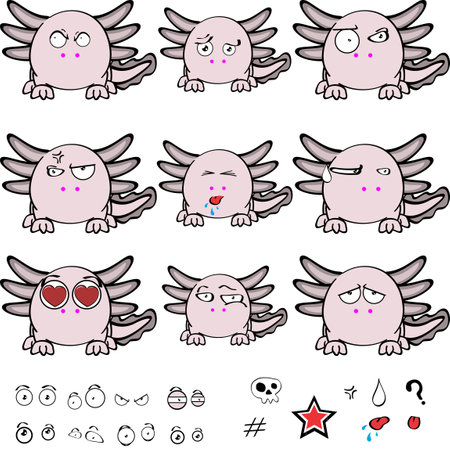 axolotl cartoon ball style pack collection illustration in vector formatのイラスト素材