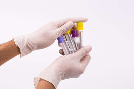 blood tubes white background, virus blood test,pandemic