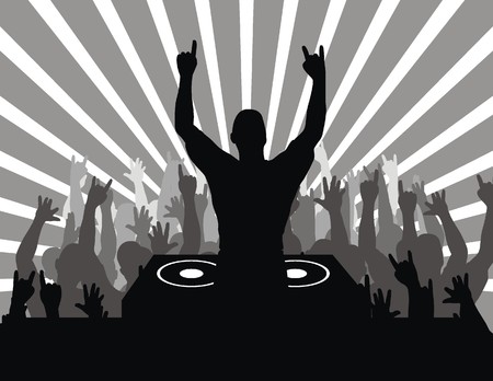 dj and group of people, vector file very easy to edit, individual objectsのイラスト素材