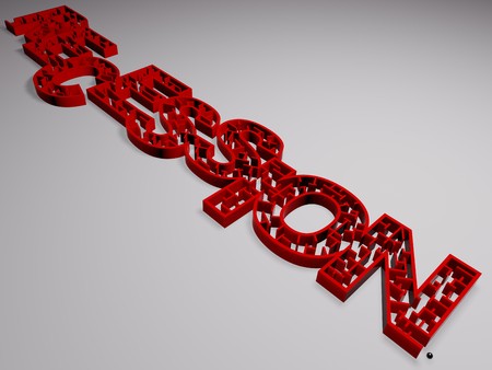 metaphoric economical recession image, ball in labyrinthの写真素材