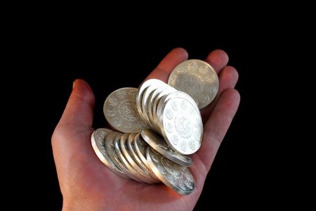 fine silver coins from mexico named onza libertadの写真素材