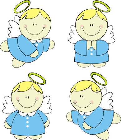 set of isolated cute little angels.のイラスト素材